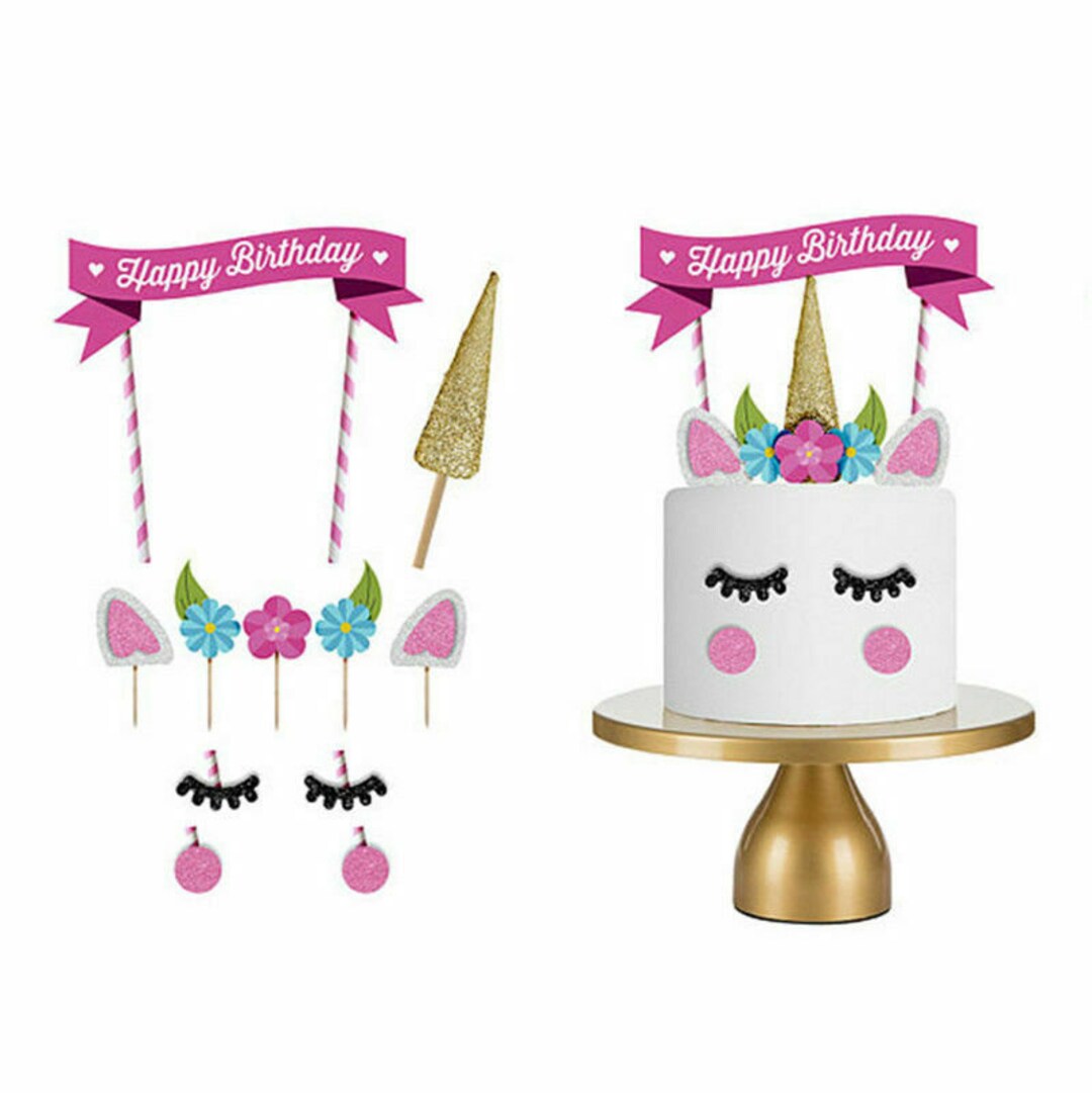 Unicorn Cake Topper Unicorn Cake Decorations Birthday Baby Etsy