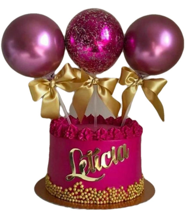 Glitter Balloon Cake Topper Set With Bows for Birthday Wedding Etsy UK