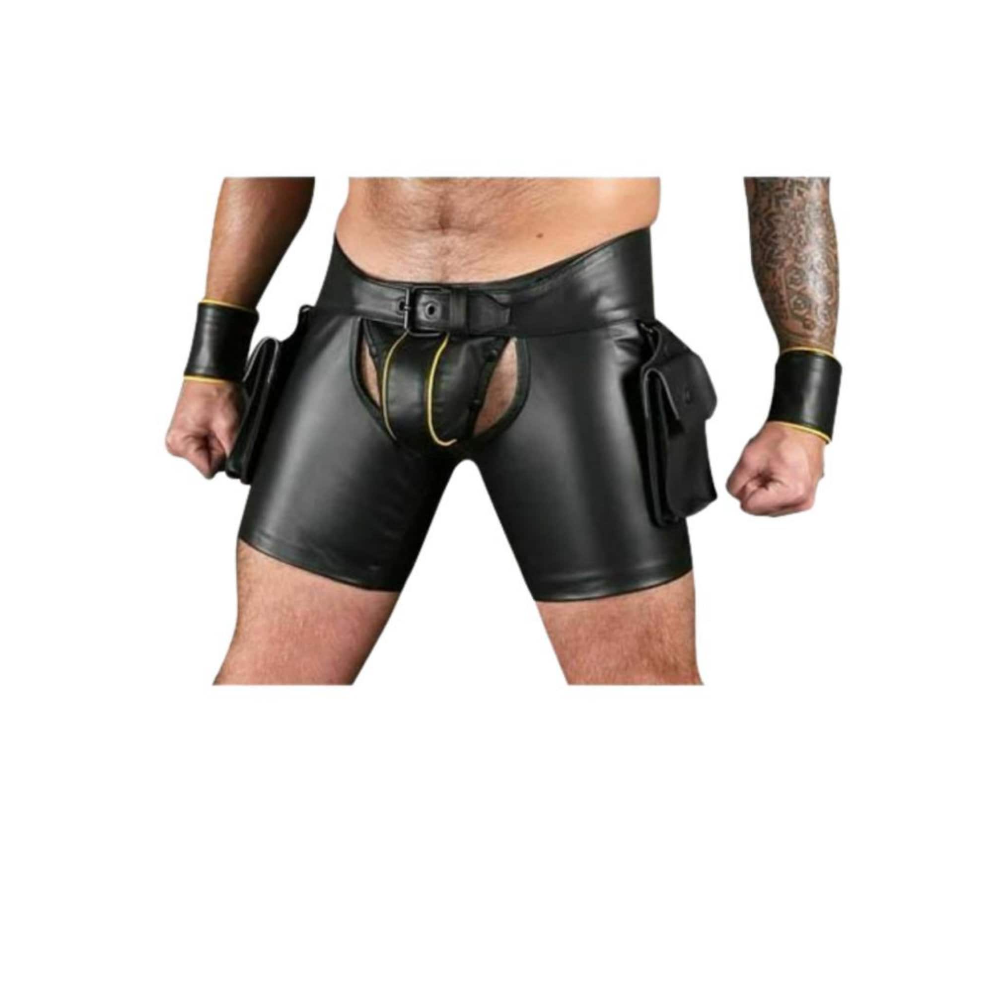 Short Biker Chaps Men Leather Chaps Cafe Racer Chaps Choppers