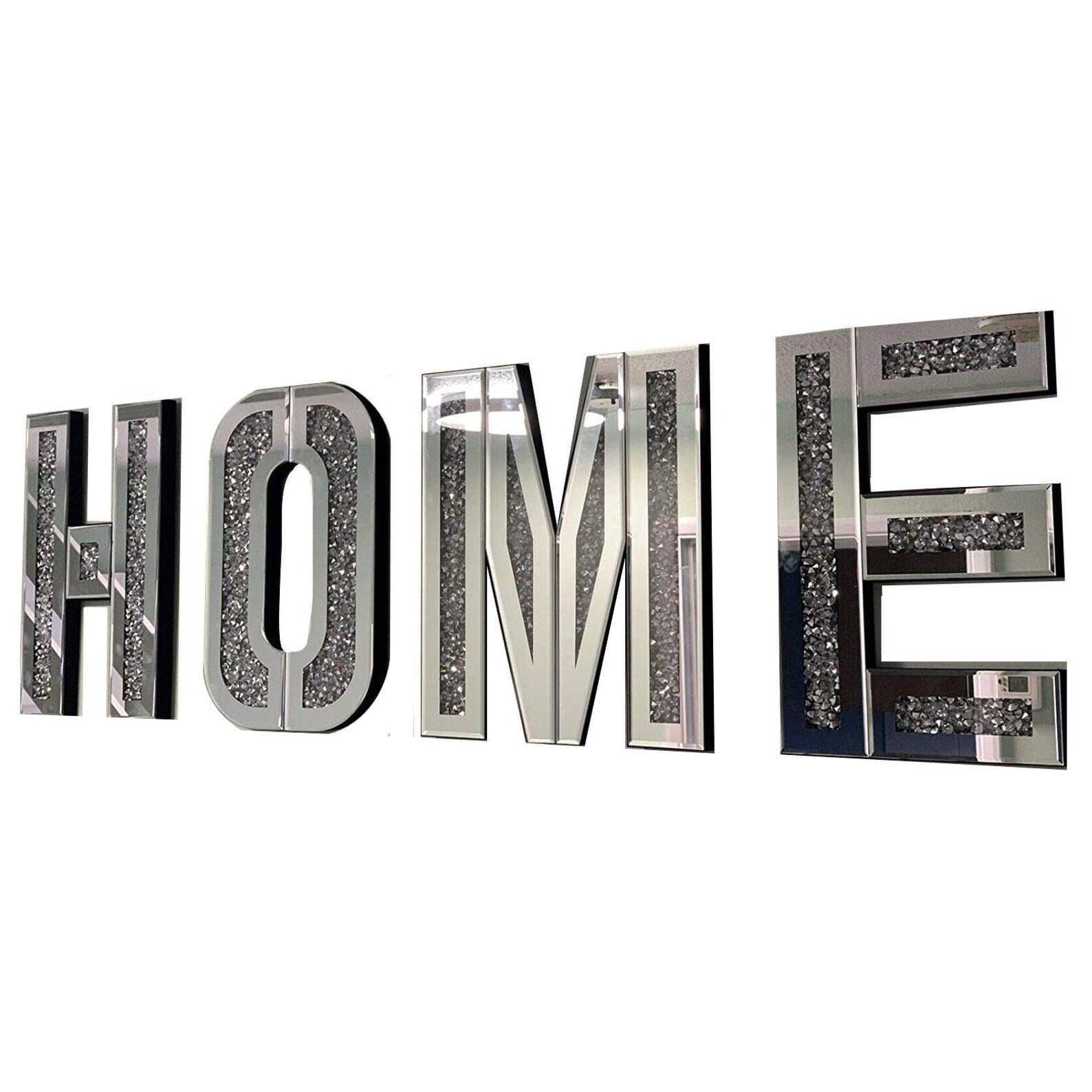 Silver Mirror Glass HOME Letters Sign Wall Hanging Art Plaque Etsy UK