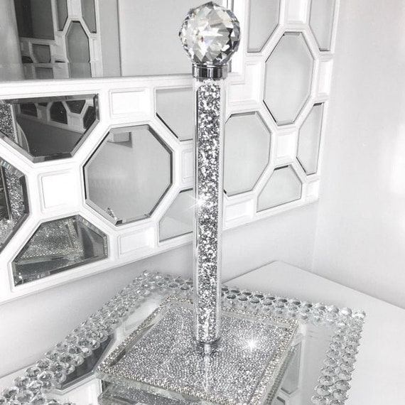 Stainless Steel Paper Towel Holder w/Clear Crystal Top