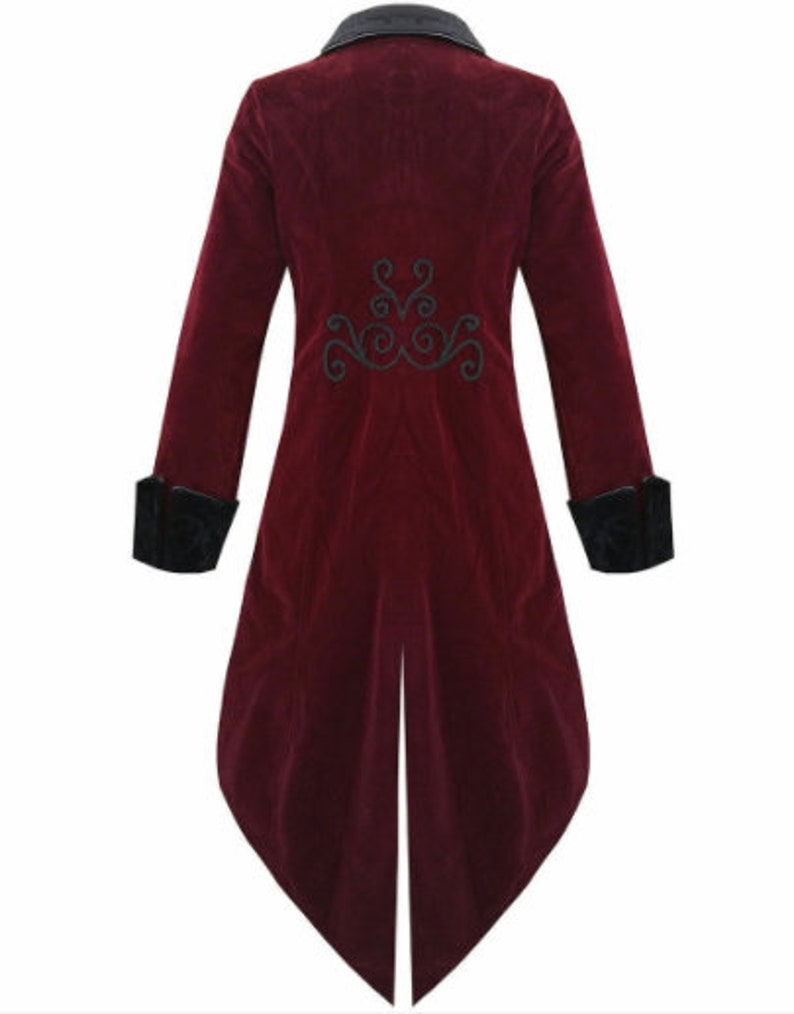 Men Tailcoat Jacket Maroon Velvet Gothic Steampunk Aristocrat Etsy UK