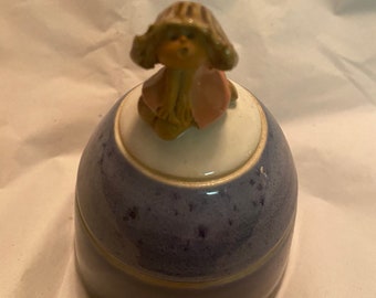 Hand Made Pottery Bell with Little Mushroom Girl handle