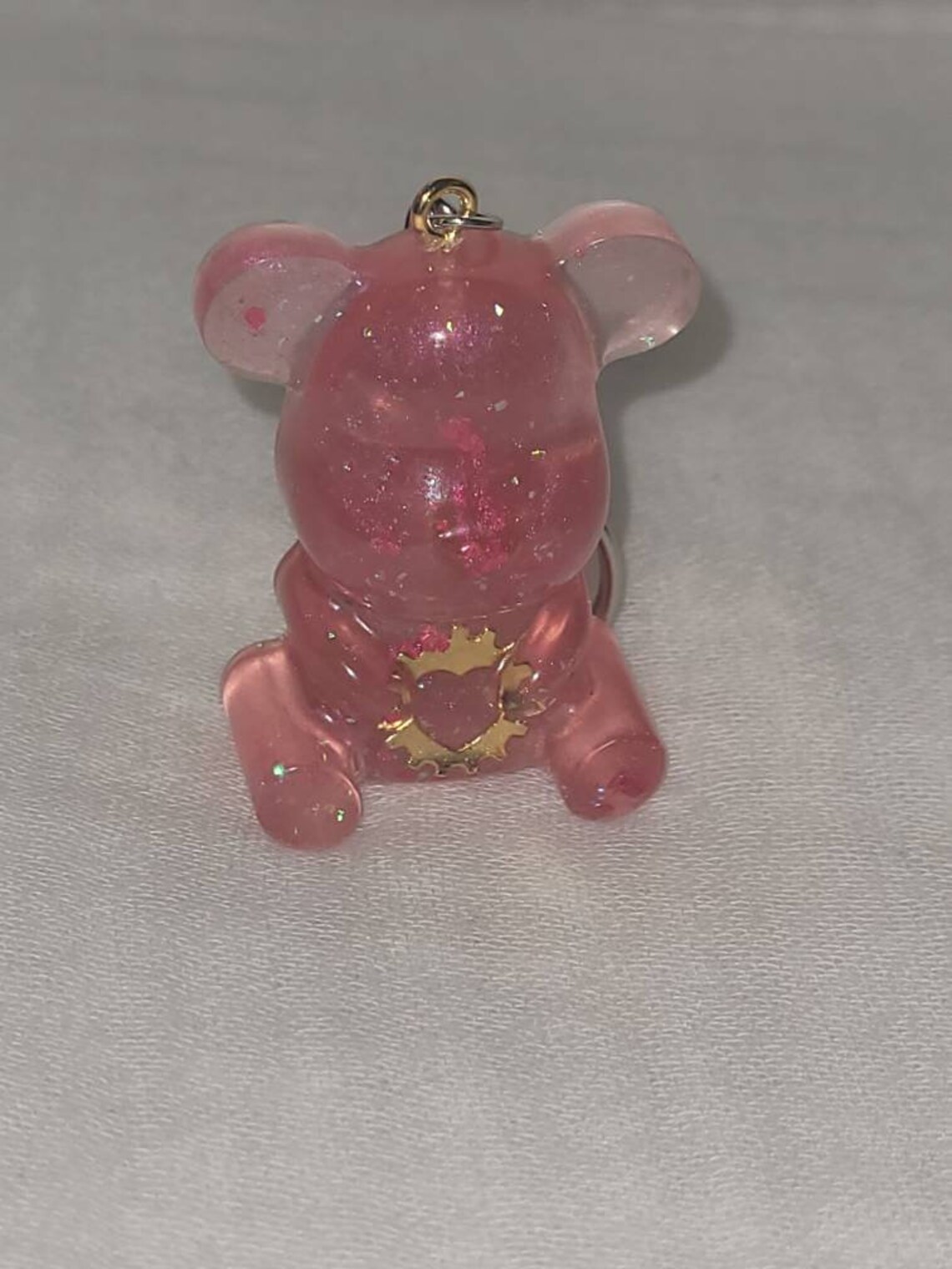 Clear pink bear key chain Etsy