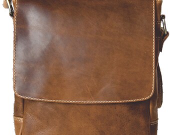 Rugged Earth Leather Bag with front flap