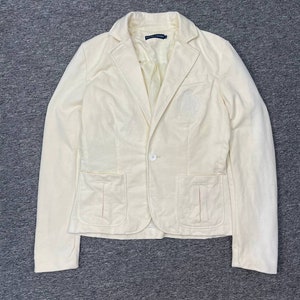 Vintage Polo Ralph Lauren Mujer Blazer Chaqueta Blanco Crema Tamaño S imagen 1