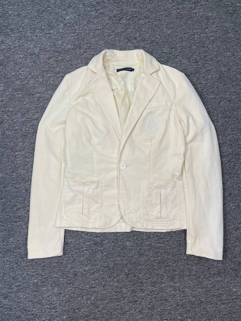 Vintage Polo Ralph Lauren Mujer Blazer Chaqueta Blanco Crema Tamaño S imagen 1