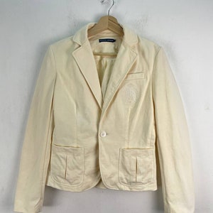 Vintage Polo Ralph Lauren Mujer Blazer Chaqueta Blanco Crema Tamaño S imagen 2