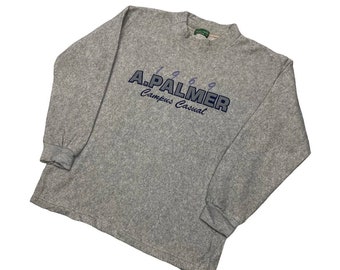 RARE!! Vintage 90s Arnold Palmer Fleece Turtle neck Sweatshirt Arnold Palmer Sweater Arnold Palmer Big Logo Embroidery Spellout Size Medium