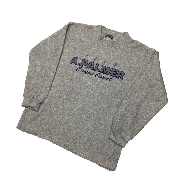RARE!! Vintage 90s Arnold Palmer Fleece Turtle neck Sweatshirt Arnold Palmer Sweater Arnold Palmer Big Logo Embroidery Spellout Size Medium