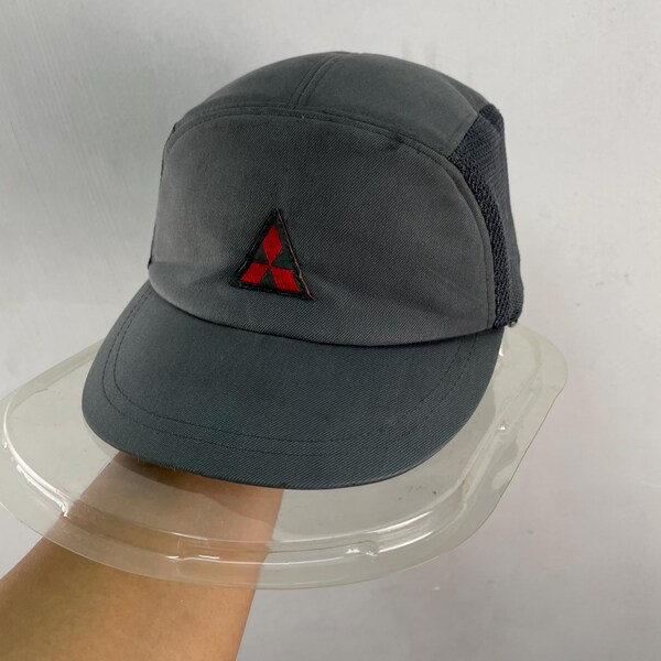 Gorra de malla de 5 paneles MITSUBISHI Motors vintage Gorra de hombre Mitsubishi Team Worker Gorra de carreras de coches Equipo deportivo retro Competiciones de rally de los años 90 Japón