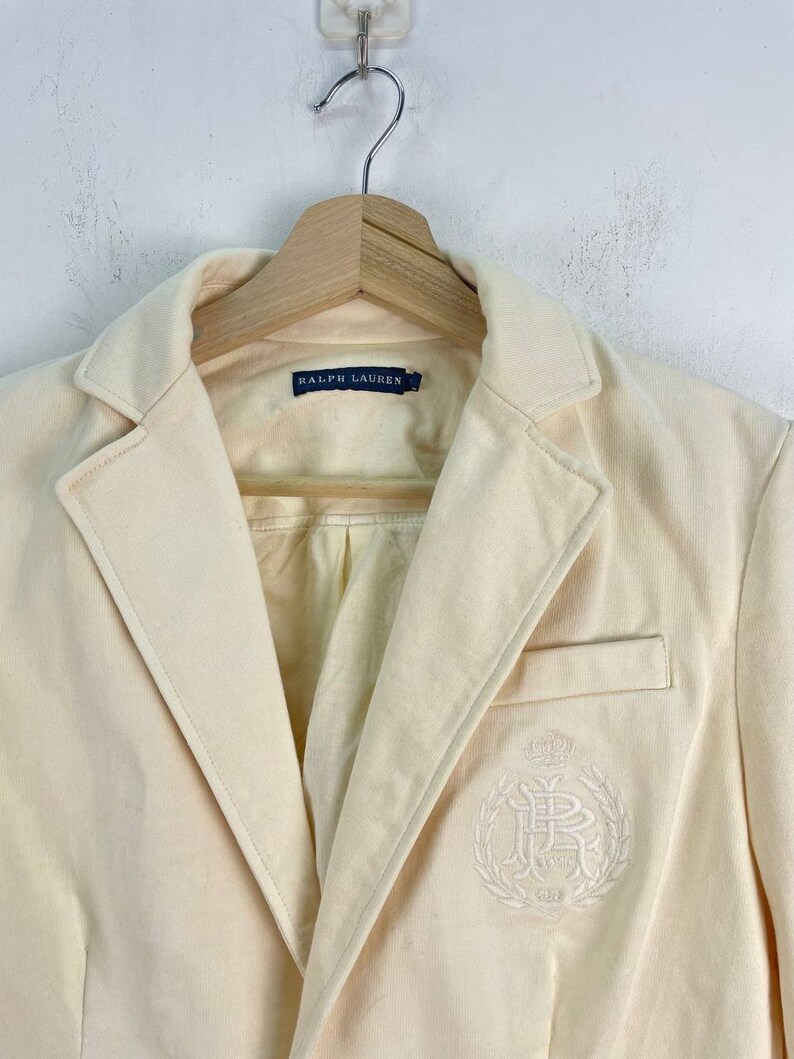 Vintage Polo Ralph Lauren Mujer Blazer Chaqueta Blanco Crema Tamaño S imagen 3