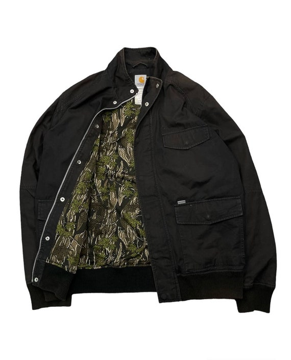 Vintage Sunfaded Carhartt Jacket Mossy Oak Lining Pattern Multipocket Jacket Utility Streetwear Size 2XL Etsy