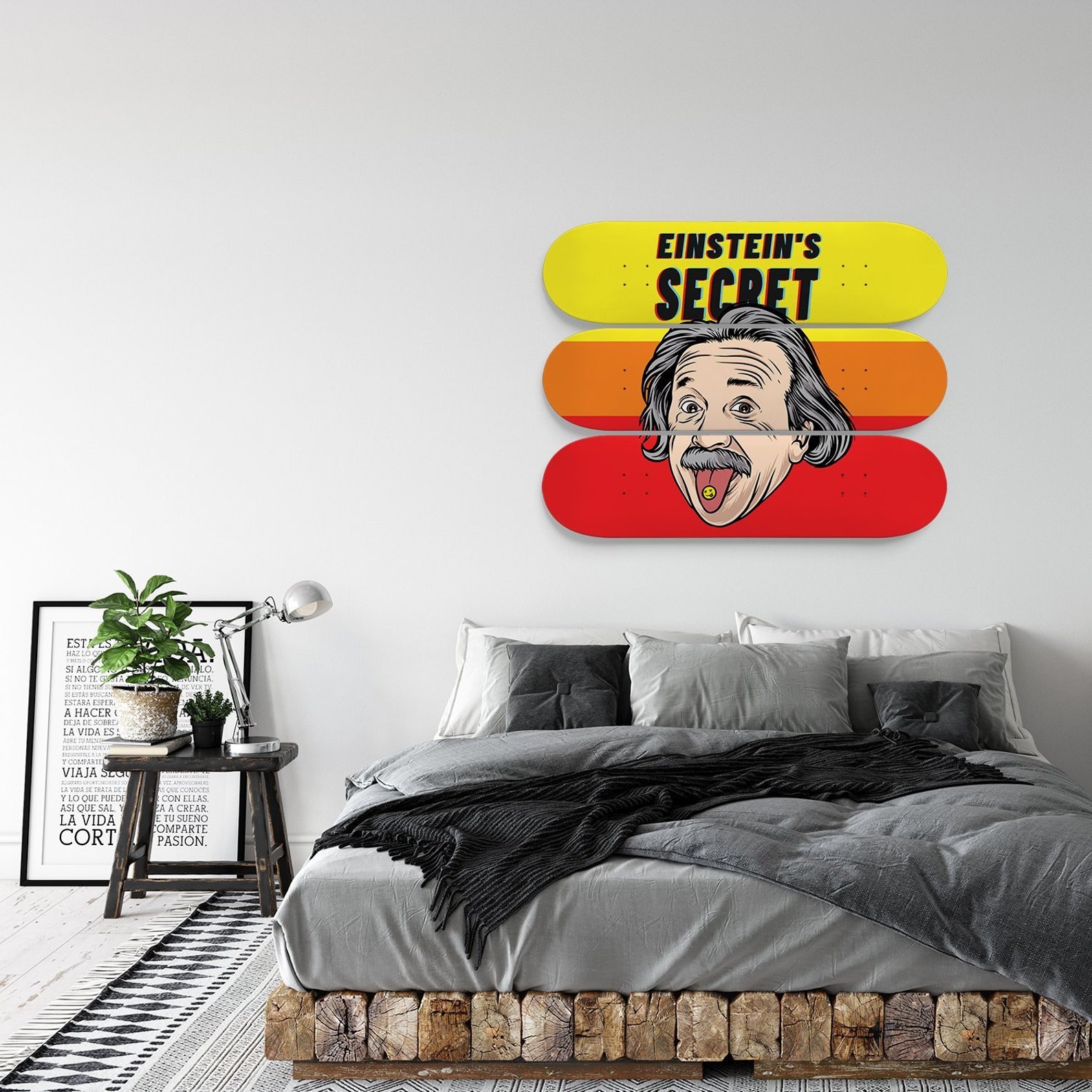 Einstein's secret Skateboard Wall Art skate deck Home | Etsy