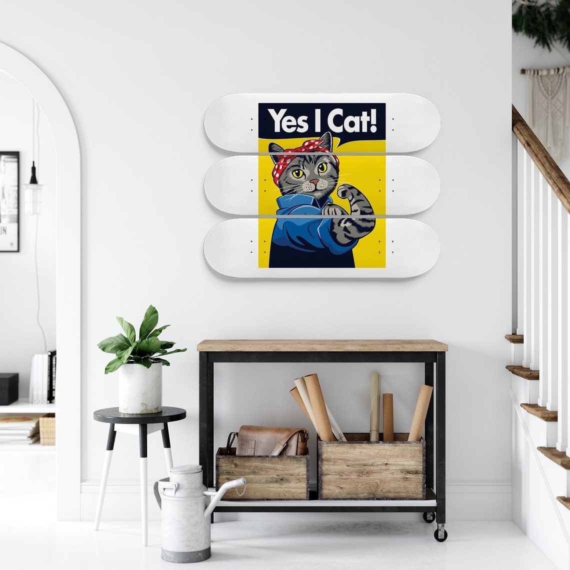 Yes I Cat Skateboard Wall Art Skate Deck Home Decor Etsy