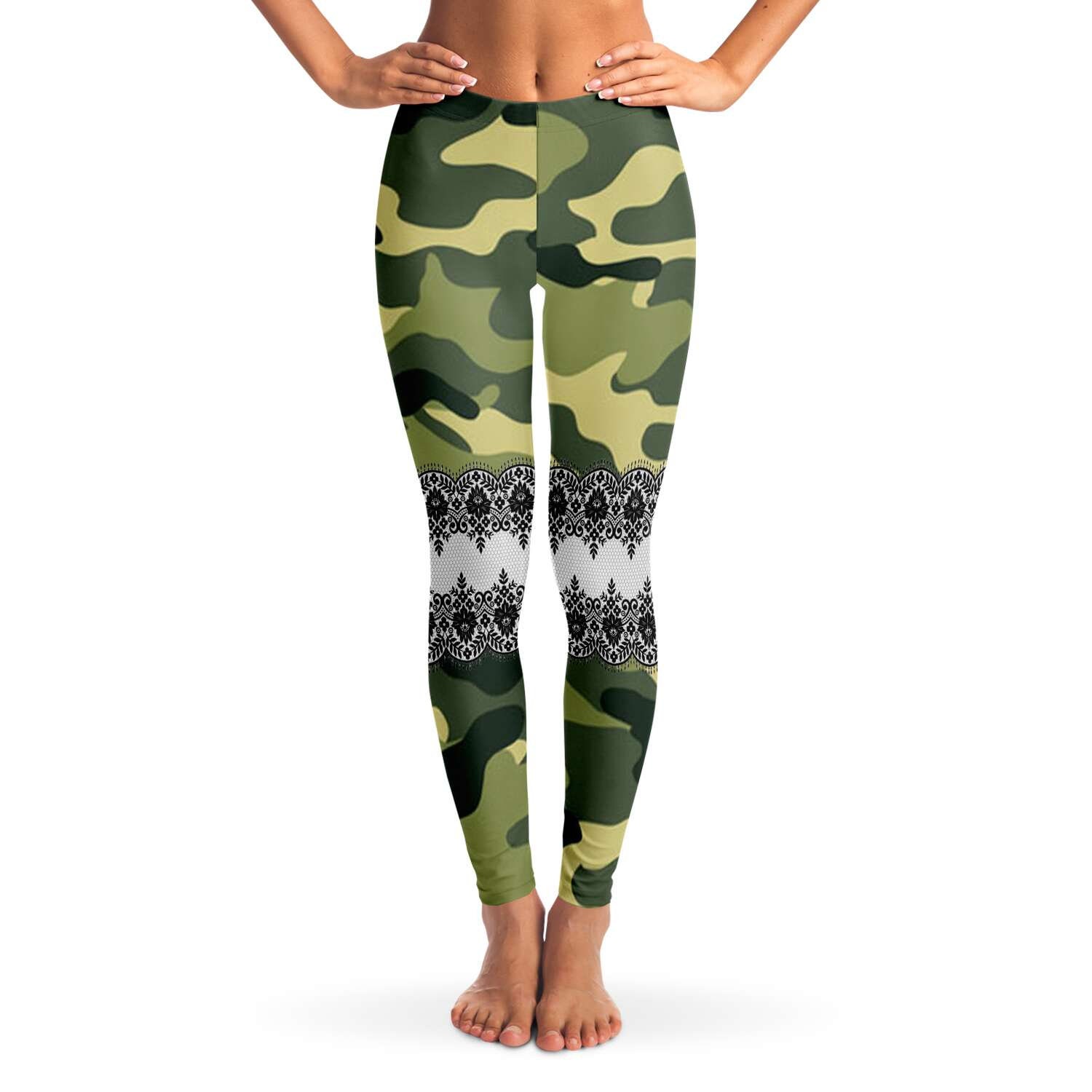 Green Camouflage Lace Leggings For Women Army camo casual | Etsy
