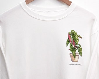 Begonia Maculata Sweatshirt | Polka Dot Plant Crewneck | Spotted Begonia Sweater | Plant Lover Pullover | Watercolor Art Botanical Crew