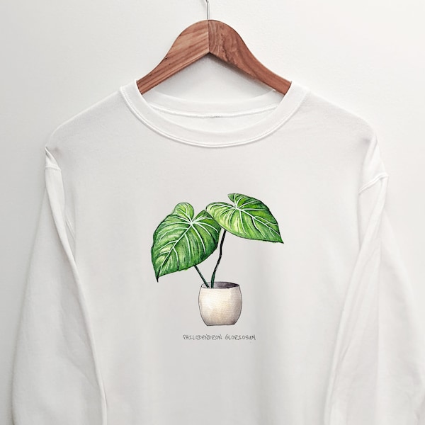 Philodendron Gloriosum Sweatshirt | Watercolor Leaf Plant Pullover | Botanical Art Hoodie | Philodendron Glorious | Plant Lover Sweater |