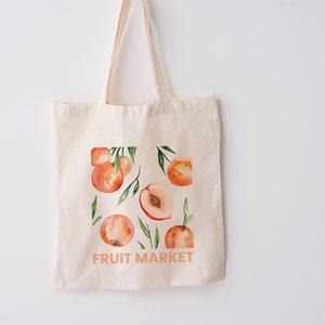 Fruit Market Tote Bag Peaches Farmers Market Bag Peach - Etsy