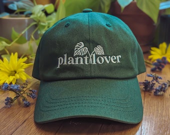 Plant Lover Baseball Cap | Embroidered Monstera Hat | Plant Parent Dad Cap | Plant Person Hat | Houseplant Cap | Embroidered Plant Hat