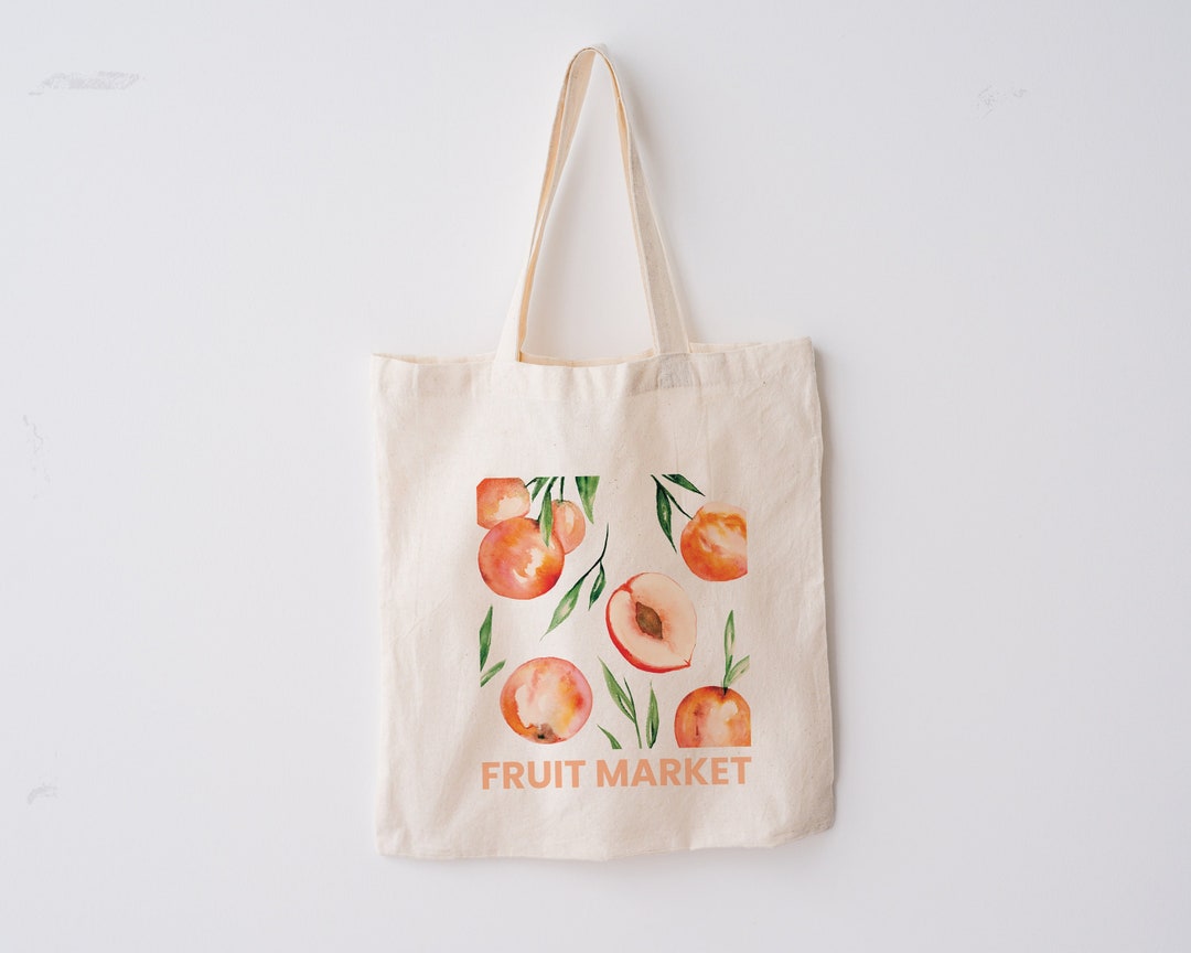 Fruit Market Tote Bag Peaches Farmers Market Bag Peach - Etsy