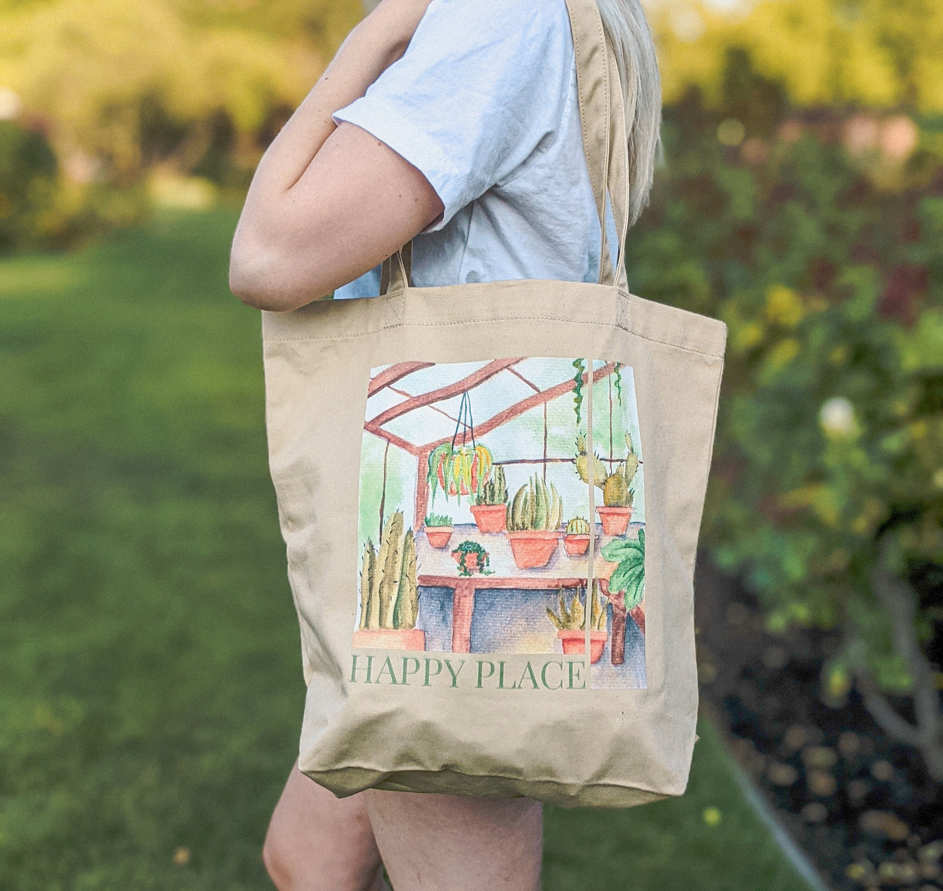 Canvas Tote Bag Farmers Market Bag Painted Greenhouse Etsy