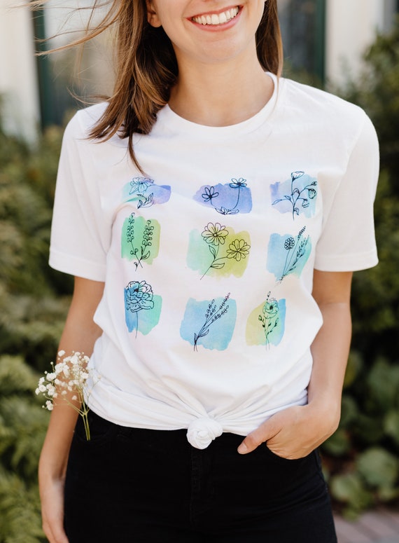  Vintage Botanical Floral Flower Shirt Tshirt Tee T-Shirt :  Clothing, Shoes & Jewelry