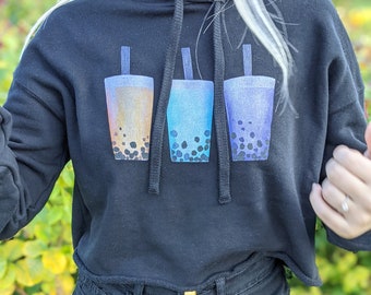 Boba Pullover Hoodie | Bubble Milk Tea Hoodie | Cute Boba Drink Apparel | Unisex Light fleece Sweatshirt Active