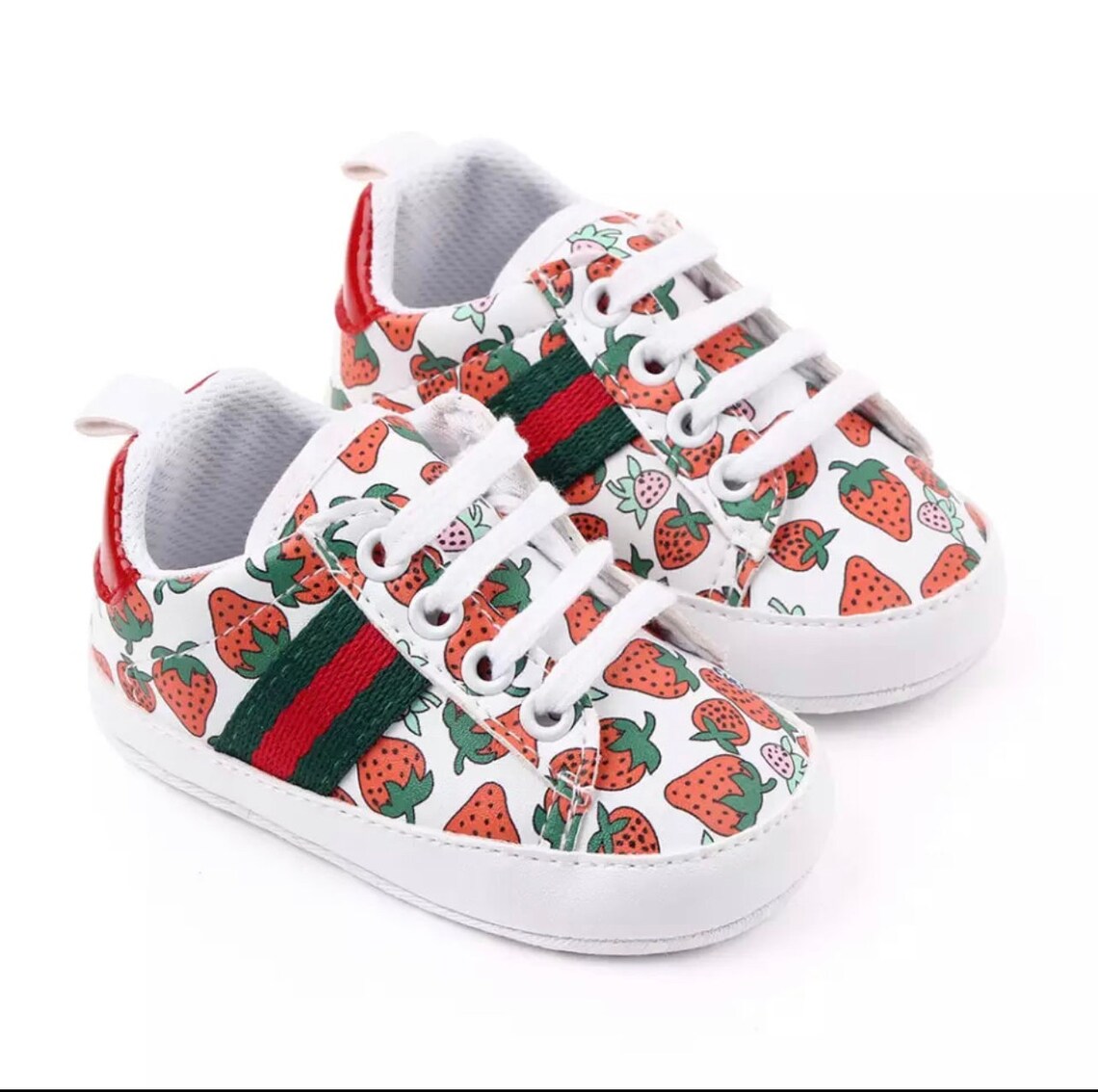 Baby Girl Strawberry Sneakers Pure Cotton SoftSoled First Etsy