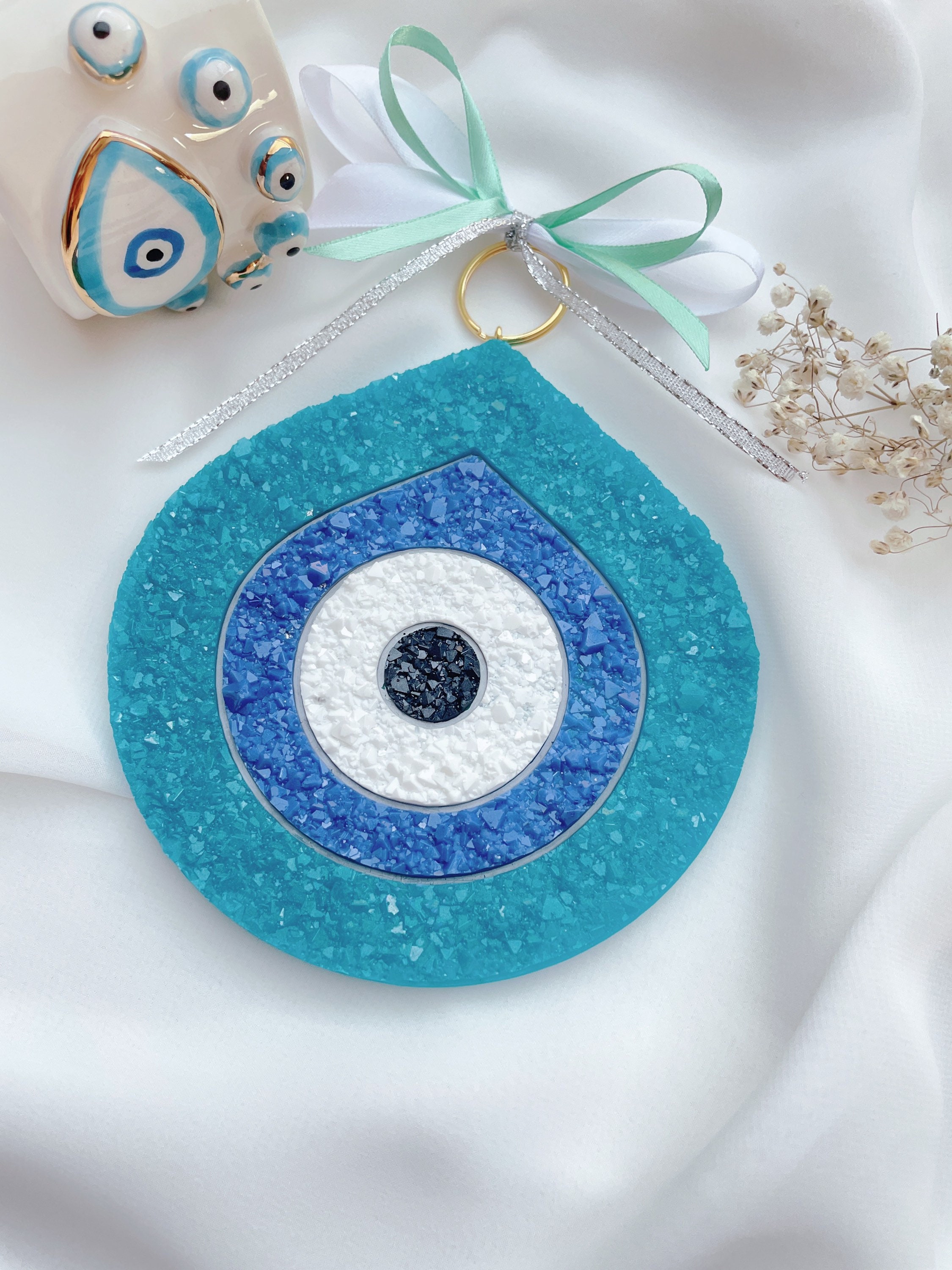  BESPORTBLE Böser Augen Wanddeko Wandschmuck Deko Glücksbringer  Blaues Türkische Auge für Schlafzimmer Auto Anhänger Ornament Amulett  Geburtstag Party Wandbehang Blau