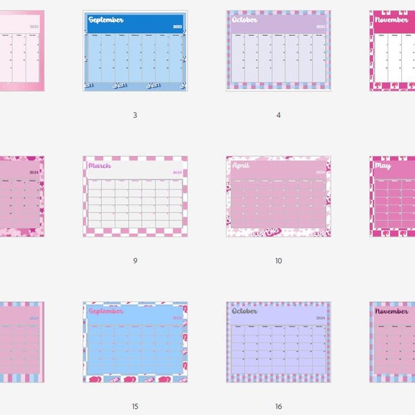 July 2023 - December 2024 Barbie Inspired Calendar, 11in x 8.5in, Self Print, Automatic Download