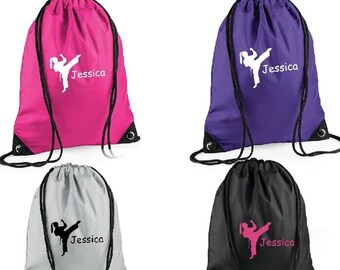 Sac à cordon personnalisé pour filles, Design d'art martial, Kit d'école de gymnastique PE, sport