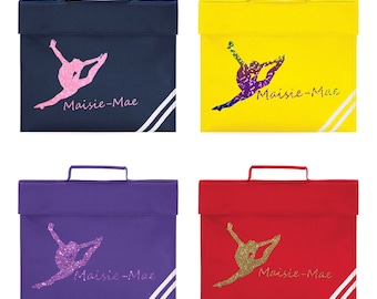 Gymnastic Splits Glitter Printed Personalised School BookBag - NEW