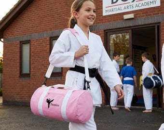 Girls Personalised Martial Art Barrel Bag Kids Sport GYM HOLDALL - GIFT