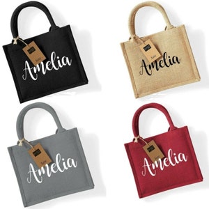 Lehrer am Ende des Begriffs Westford Mill Jute Mini personalisierte Geschenktasche / Mittagessen / Arbeit Bild 1