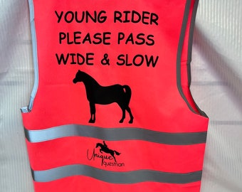 Young Rider Please Pass Slow & Wide Kids Gilet de sécurité haute visibilité 5 couleurs au choix