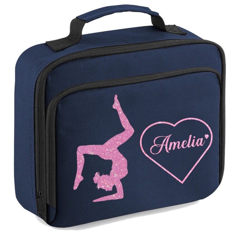 Personalised Gymnast Glitter PrInted Lunch Cool Bag Insulated BPA-School Lunch 4