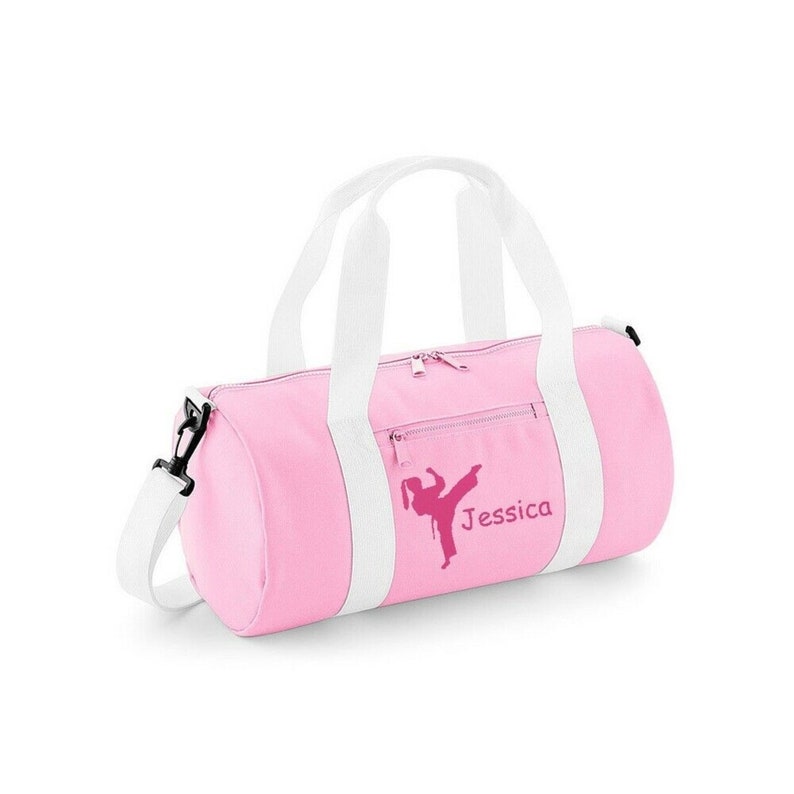 Girls Personalised Martial Art Barrel Bag Kids Sport GYM HOLDALL GIFT Pink