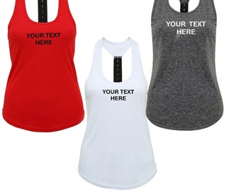 Ladies Personalised Gym Running Vest Gym Tank Top Custom Printed Workout Tri Dri