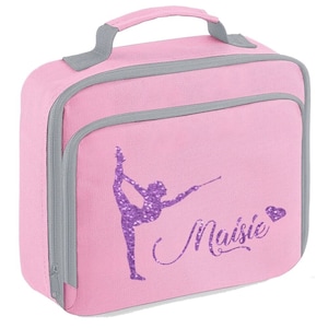 Personalised Gymnast Glitter PrInted Lunch Cool Bag Insulated BPA-School Lunch 5