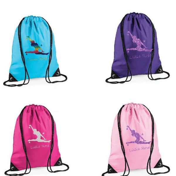 Personalised Splits Gymnast Lovely Design Drawstring Bag ideal for Dance/Gym