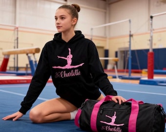 Gepersonaliseerde gedrukte turnster splitst dans/gymnastiek hoodie-set 5 kleuropties-slechts 1 naam inbegrepen vanwege de stijl van het lettertype