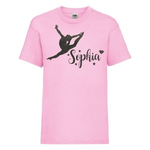 KIDS Gymnastic Choice of Design T-Shirt Personalised Lots of Colours 3-13 NEW