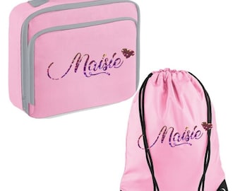 Personalised Name Printed  Lunch Cooler Bag Insulated BPA & Gym Bag Back to School Essentials