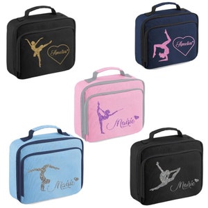 Gepersonaliseerde gymnast glitter bedrukte lunch koeltas geïsoleerde BPA-schoollunch