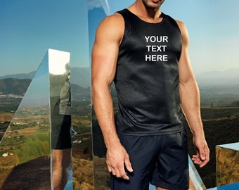 Men's Personalised Gym Running Vest Gym Tank Top Custom Printed Tri Dri TR051