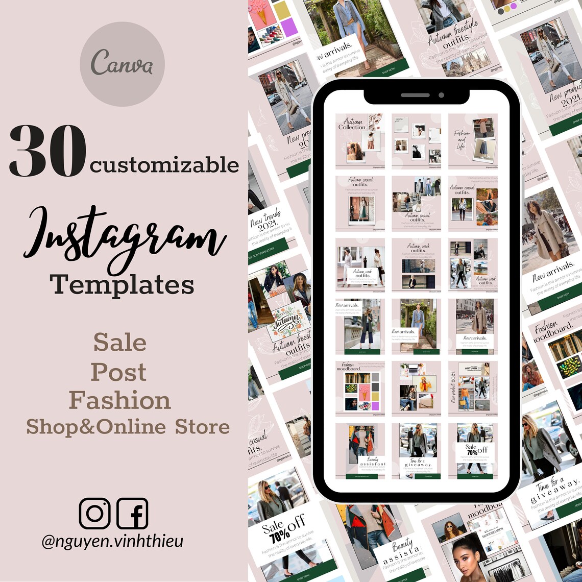 IG Templates Shop & Online Store Branding Kit Pink Tone Etsy