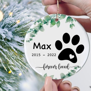 Personalized Pet Memorial Ornament, Personalized Dog Christmas Ornament, Forever Loved Ornament