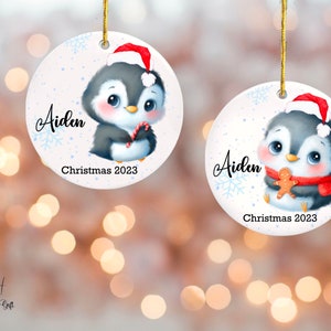 Personalized Penguin Ornament, Custom Cute Penguin Ornament