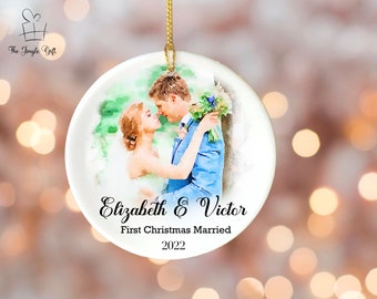 Adorno de pareja personalizado, Adorno personalizado de primera Navidad casada, Adorno personalizado para parejas